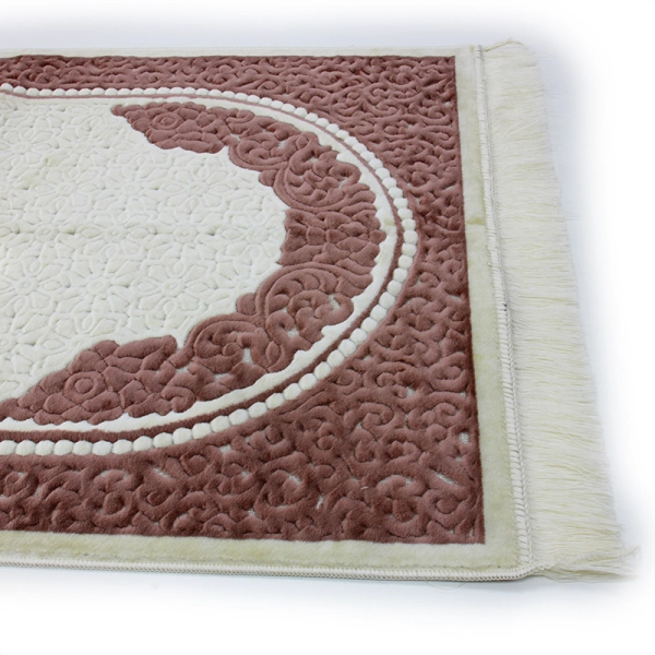 White & Pink Muslim Prayer Mat