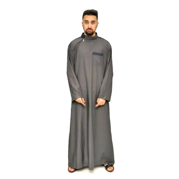 charcoal & grey collared Jubba thobe