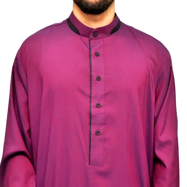 men's plum collared textured Jubba