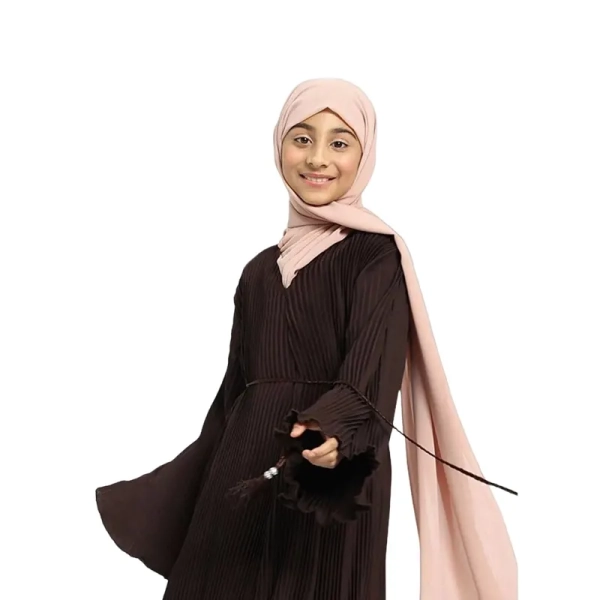 Girls Choco Plicate Abaya