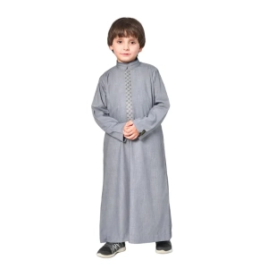 Grey Muslim Kid Collared Thobe