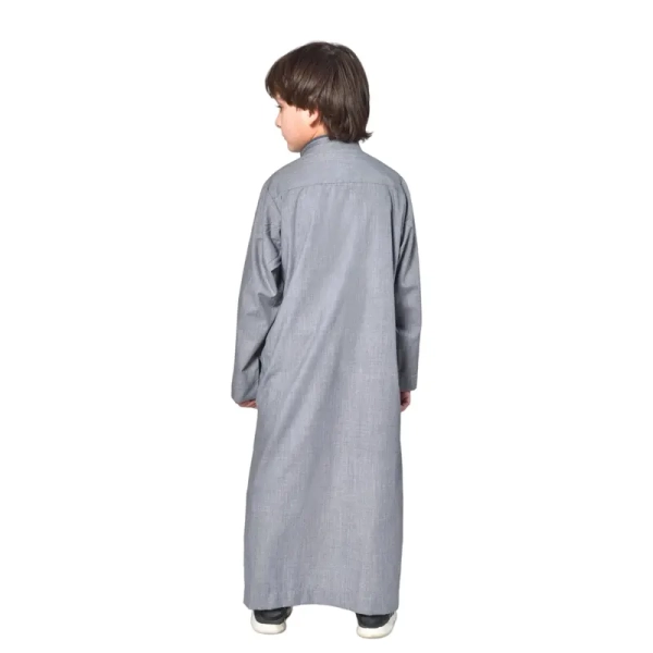 collared Jubba in grey for Muslim kids