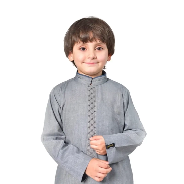 Kids Collared Grey Thobe