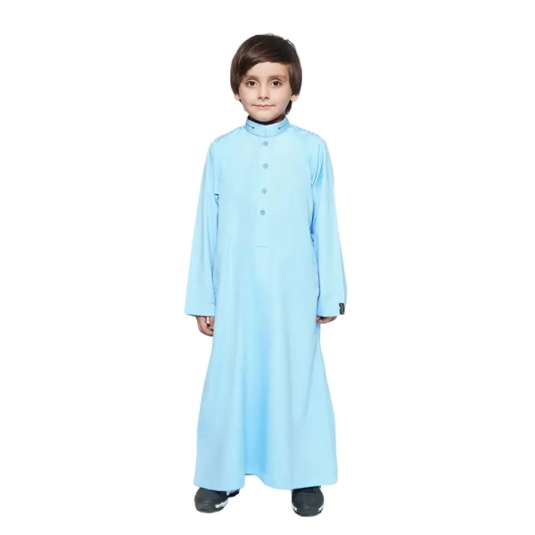 Detail Collared Baby Blue Muslim Kid Thobe