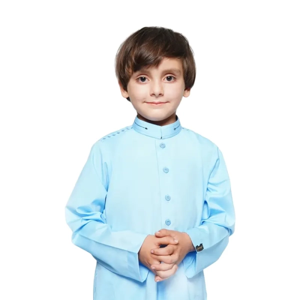 baby blue detail collared Thobes for kids