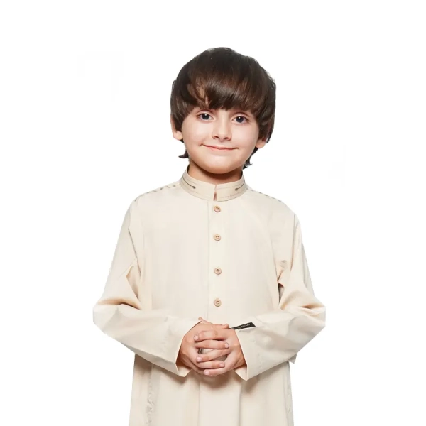 Kids Detail Collared Cream Thobe