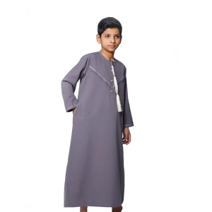 Kids Omani dark grey Tasseled Thobes