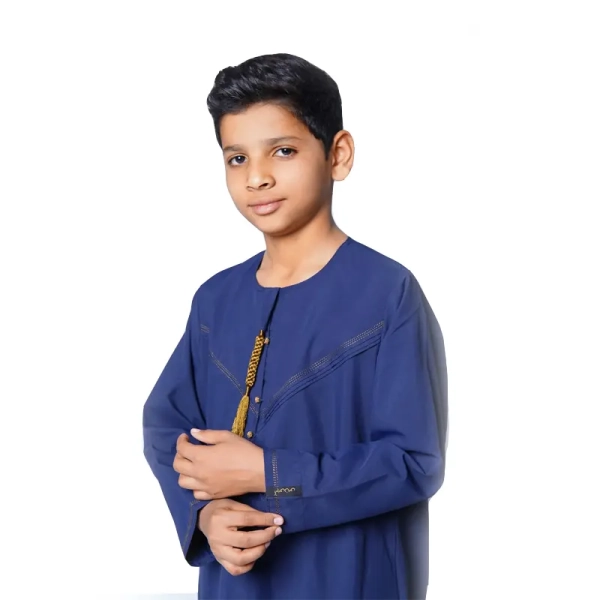 Omani Kids Ink Blue Tasseled Thobes