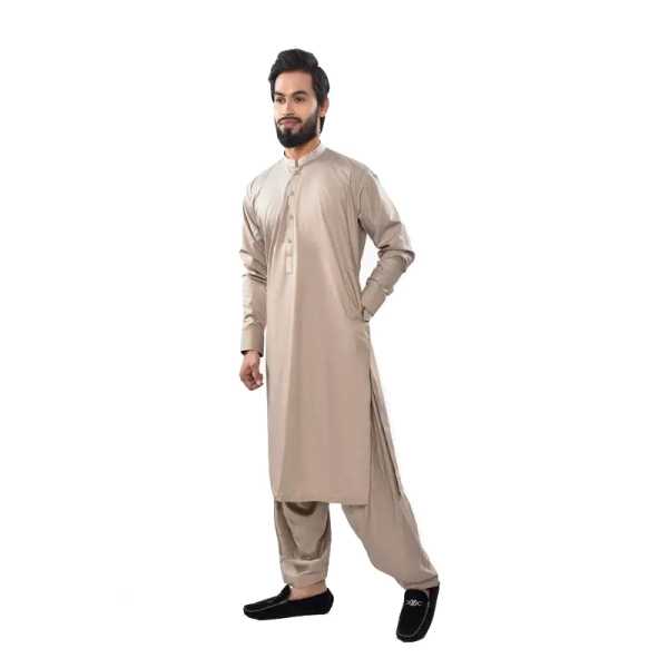 cream embroidered collar men's shalwar kameez