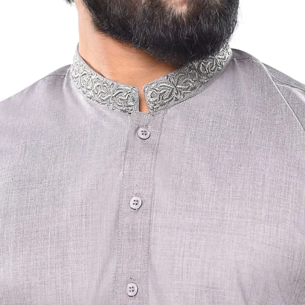 grey embroidered collar shalwar kameez