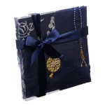 Navy Blue Surah With Silk Cover Prayer Set Gift Box