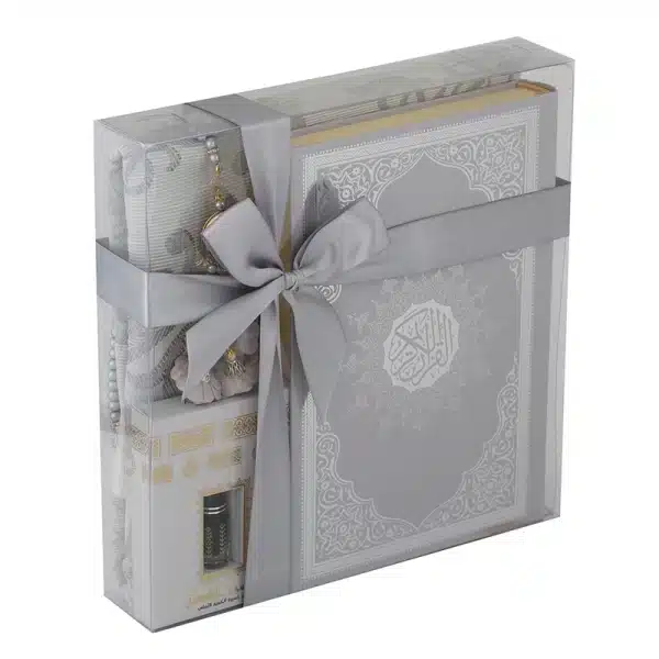 Grey Quran and Attar Gift Set