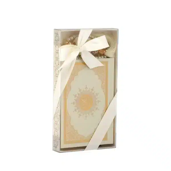 Cream Small Quran and Tasbeeh Gift Set