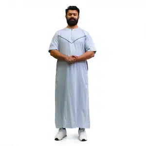 Omani Half Sleeve Light Grey Thobe