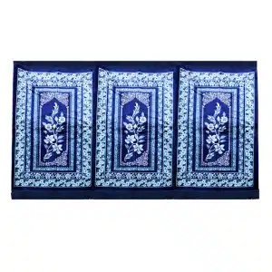 Blue Bordered Three People Muslim Prayer Mat