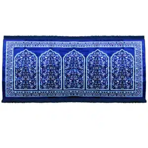 Blue Bordered Five People Muslim Prayer Mat