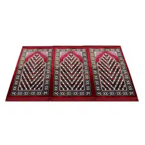 Red Bordered Three People Prayer Rug