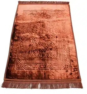 brown velvet self-design pattern prayer rug