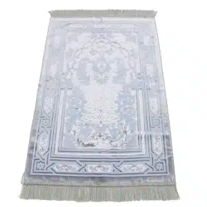 Begum Seccade prayer rug in gray and white