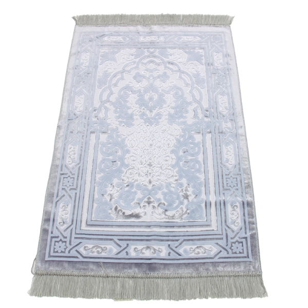 Begum Seccade prayer rug in gray and white