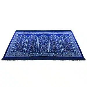 Five People Prayer Rug Blue Bordered