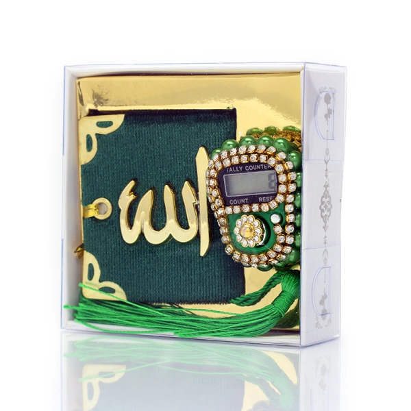 Green Mini Quran & Digital Tasbih Gift Set