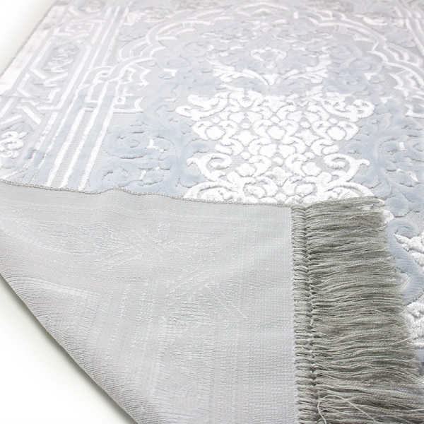 Grey and White Muslim Prayer Mat