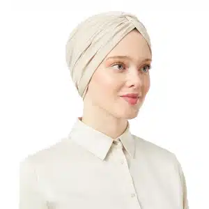 Beige Pre-Tied Instant Turban Scarf for Women