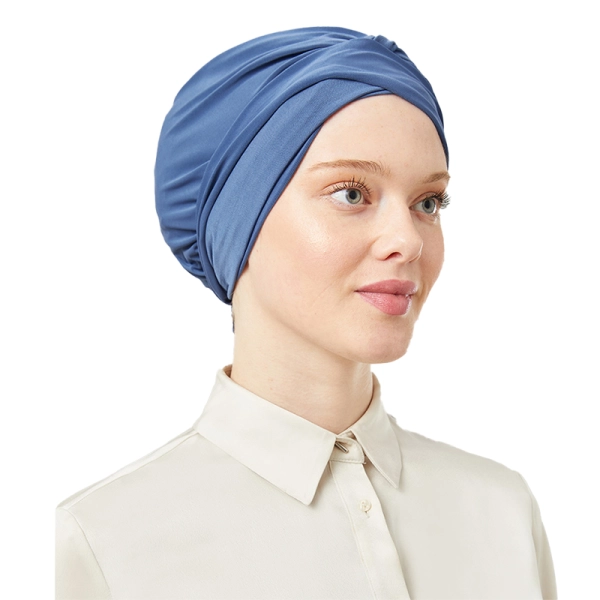 Blue Pre-Tied Instant Turban Scarf for Women