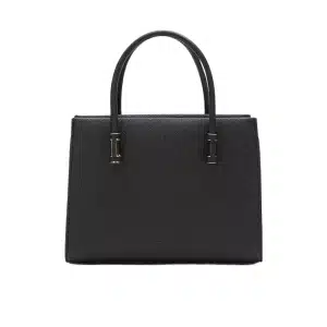 Black Top Handle Textured Hand Bag for Women