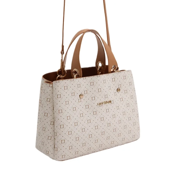 cream & tan luxury shoulder bag