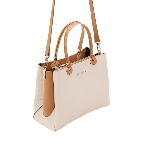 cream top-handle tote bag for women