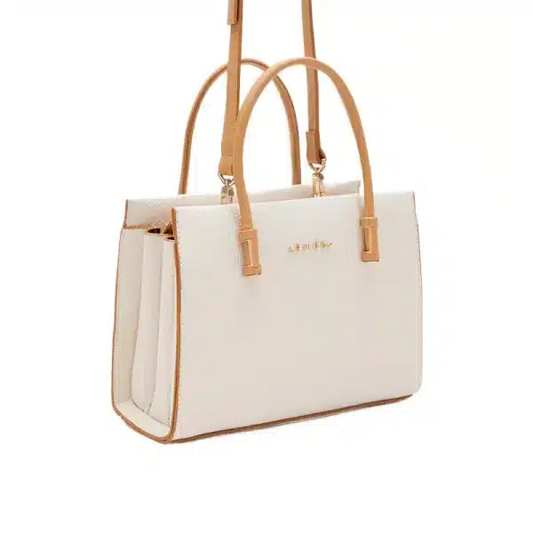 Women’s Cream Textured Top Handle Bag