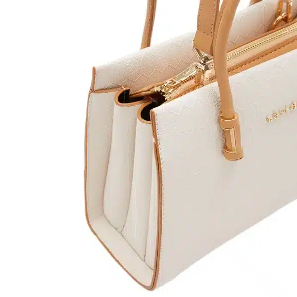 cream top-handle handbag