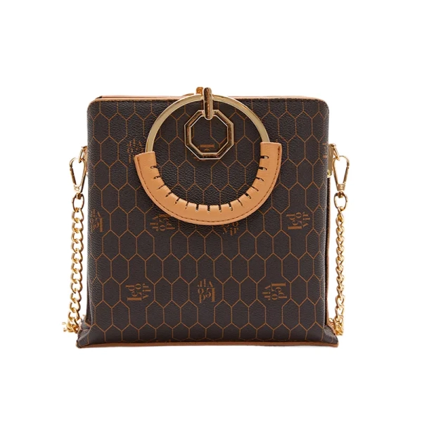 Women’s Dark Brown Patterned Luxury Hand Bag