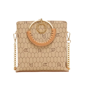 Women’s Beige Patterned Luxury Hand Bag