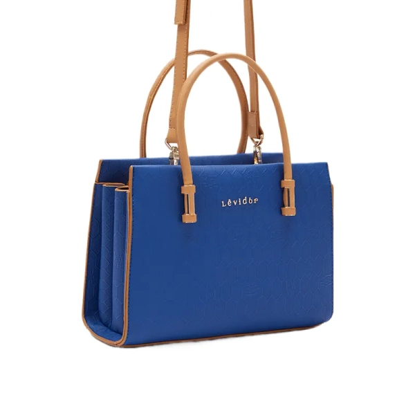 Women’s Blue Textured Top Handle Bag