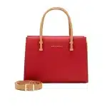 Women’s Red Textured Top Handle Bag