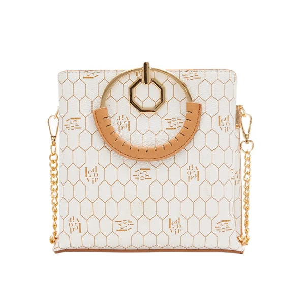 Women’s White Patterned Luxury Hand Bag