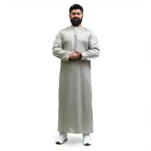 Tasseled Grey Satin Men Thobe