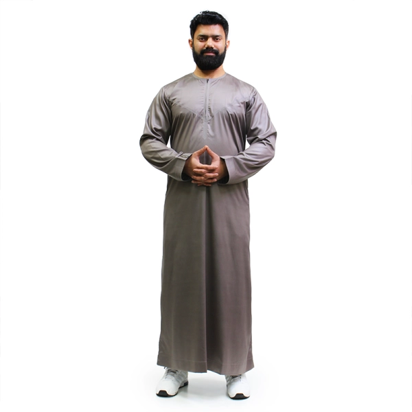 Omani Graphite Satin Grey Thobe