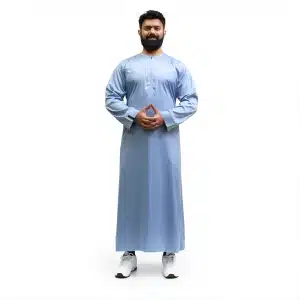 Sky Blue Omani Satin Thobe