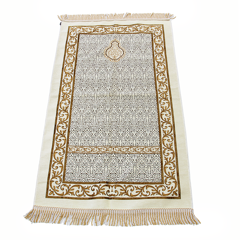 Beige And Brown Designer Muslim Prayer Rug