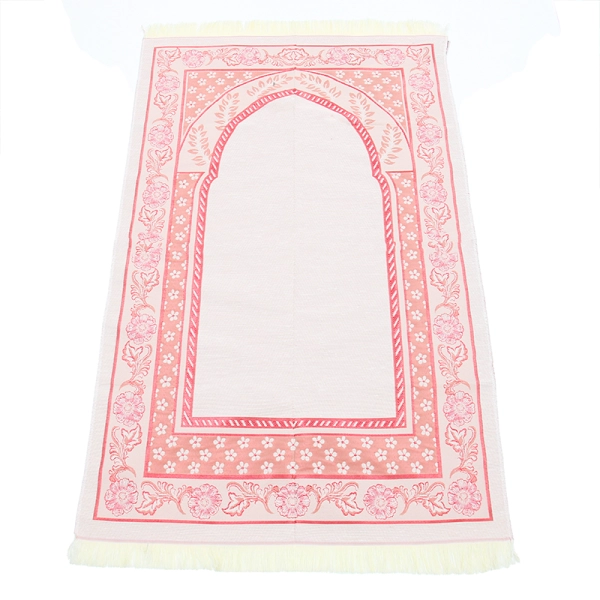 Beige & Pink Lightweight Muslim Prayer Rug