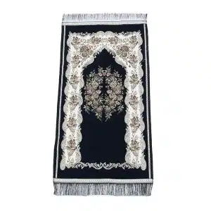 black and white Muslim kid's prayer mat