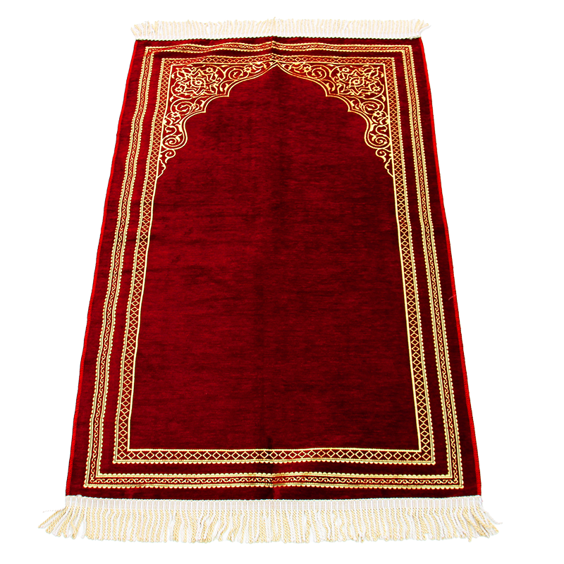 Maroon & Gold Design Muslim Prayer Mat