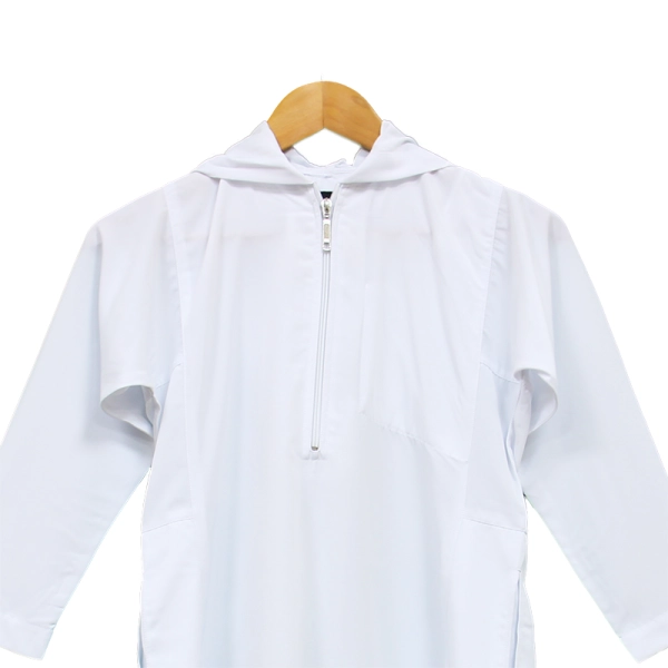 white hooded thobe for Muslim boys