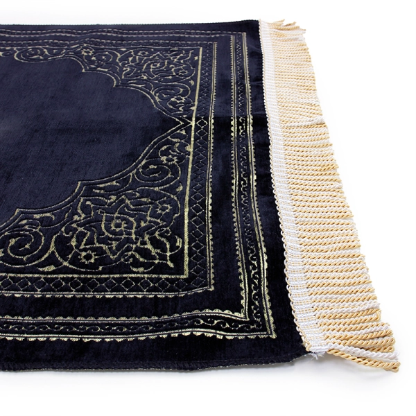 black and gold design Muslim prayer mat