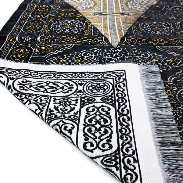 Black Kaaba Door Art Prayer Mat