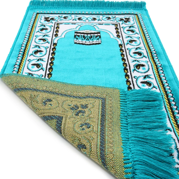 Light Blue Kaaba Print Sp.Hali Midi Muslim Kids Prayer Rug